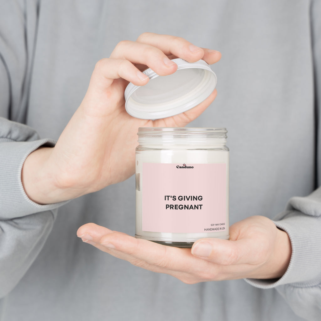 "It's Giving Pregnant" Pink Scented Jar (White Lid)